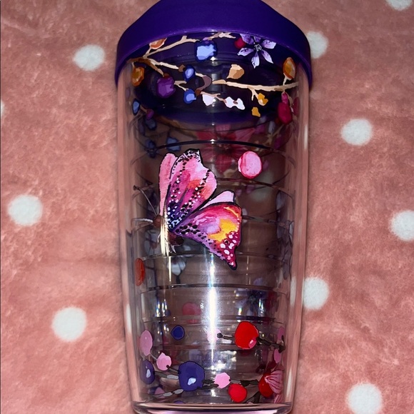 Tervis Watercolor Brand Purple Butterfly Insulated Tumbler 16 oz NWT - Picture 3 of 8